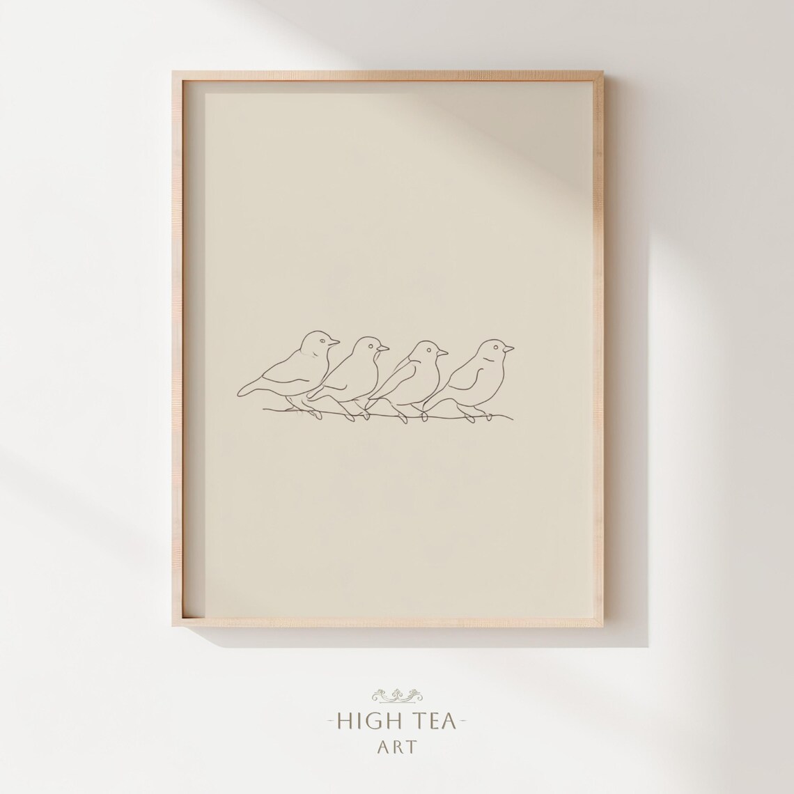 Minimalist Birds Sketch Art Print Line Drawing 4 Perched Illustration Neutral Wall Decor Hta400