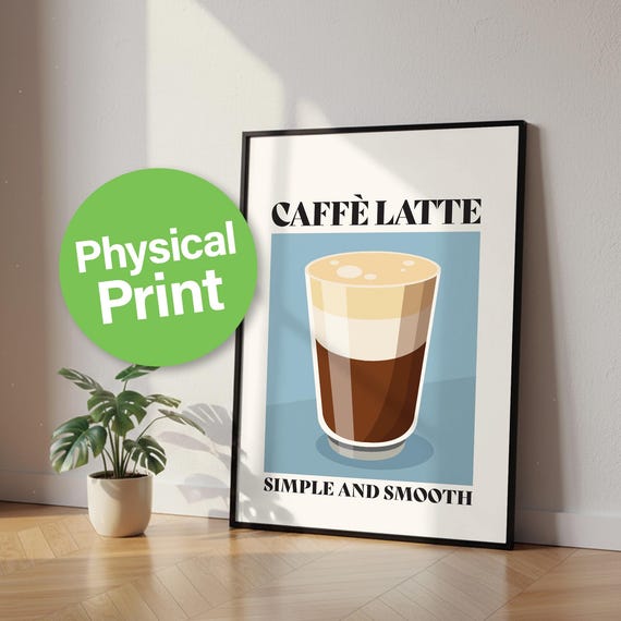 Midcentury Modern Coffee Physical Print Retro 70s Style Illustration