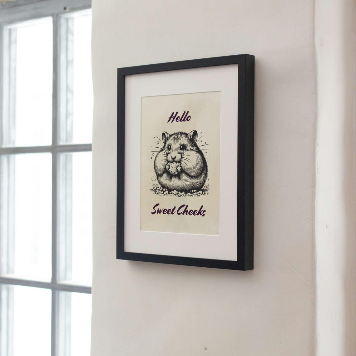 Hello Sweet Cheeks Wall Art Funny Poster With Hamster Cheeky Fun Typography Print Sassy Home Kitchen Decor - Image 3