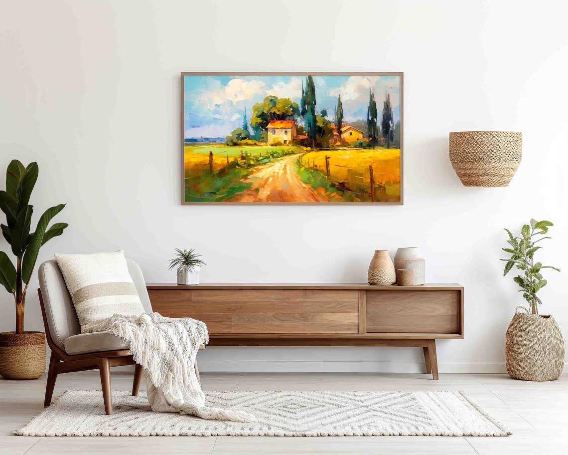 Tuscan Countryside Summer Impressionist Cypress Villa Poster