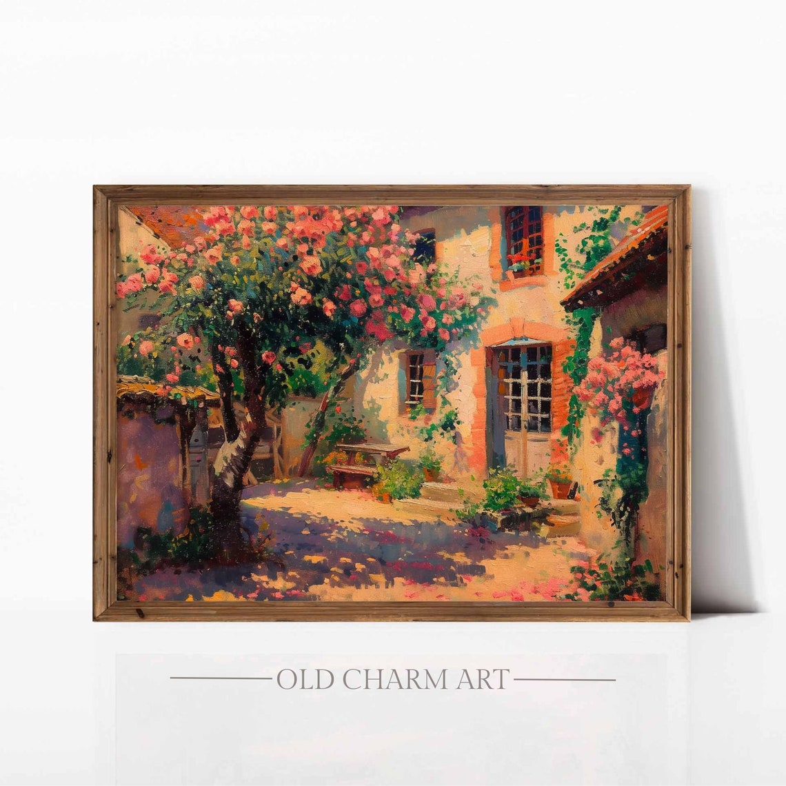 Country Cottage Print Art Summer Landscape Painting Farmhouse Wall Art Vintage Art Wa90