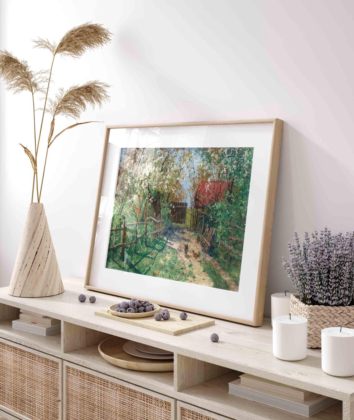 Spring Garden Painting Vintage Landscape Wall Art Country Landscape Oil Painting Farmhouse Wall Print Wa245 - Image 3