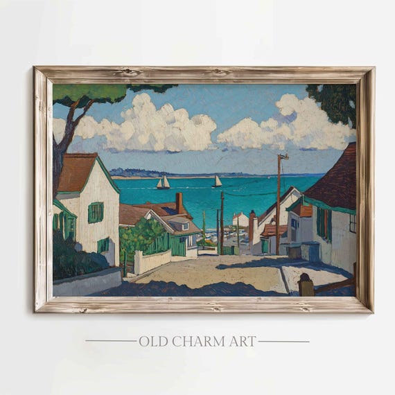 Country Landscape Print Vintage Landscape Oil Painting Cottage Wall Decor Art Farmhouse Decor Wa278