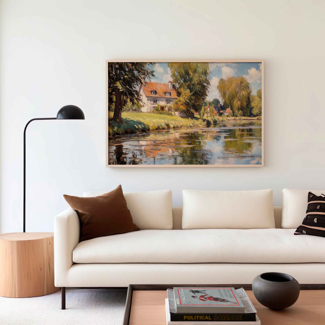 Summer Riverside Cottage With Orange Roof And Weeping Willows Poster - Image 2
