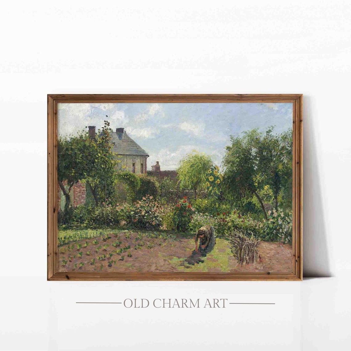 Vintage Garden Print Cottage Garden Oil Painting Impressionist Painting Wall Art Country Art Poster Wa168