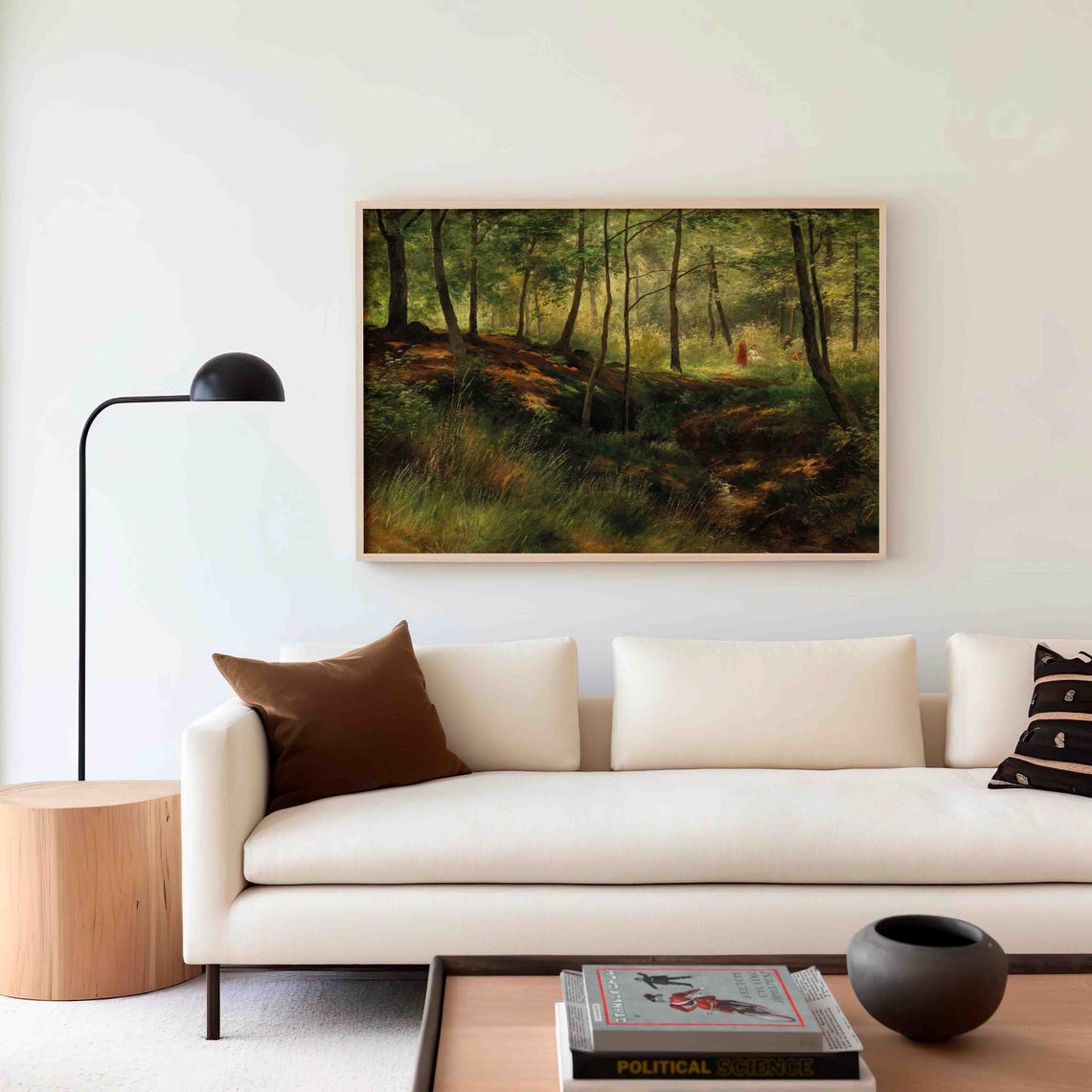 Sun Dappled Forest Interior With Tall Trees And Golden Light Poster - Image 3