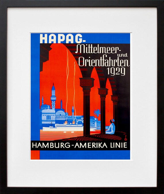 Hapag Travel Poster Hamburg Amerika Line Art Mittelmeer Und Orientfahrten Ottomar Anton 1929 Zt322a
