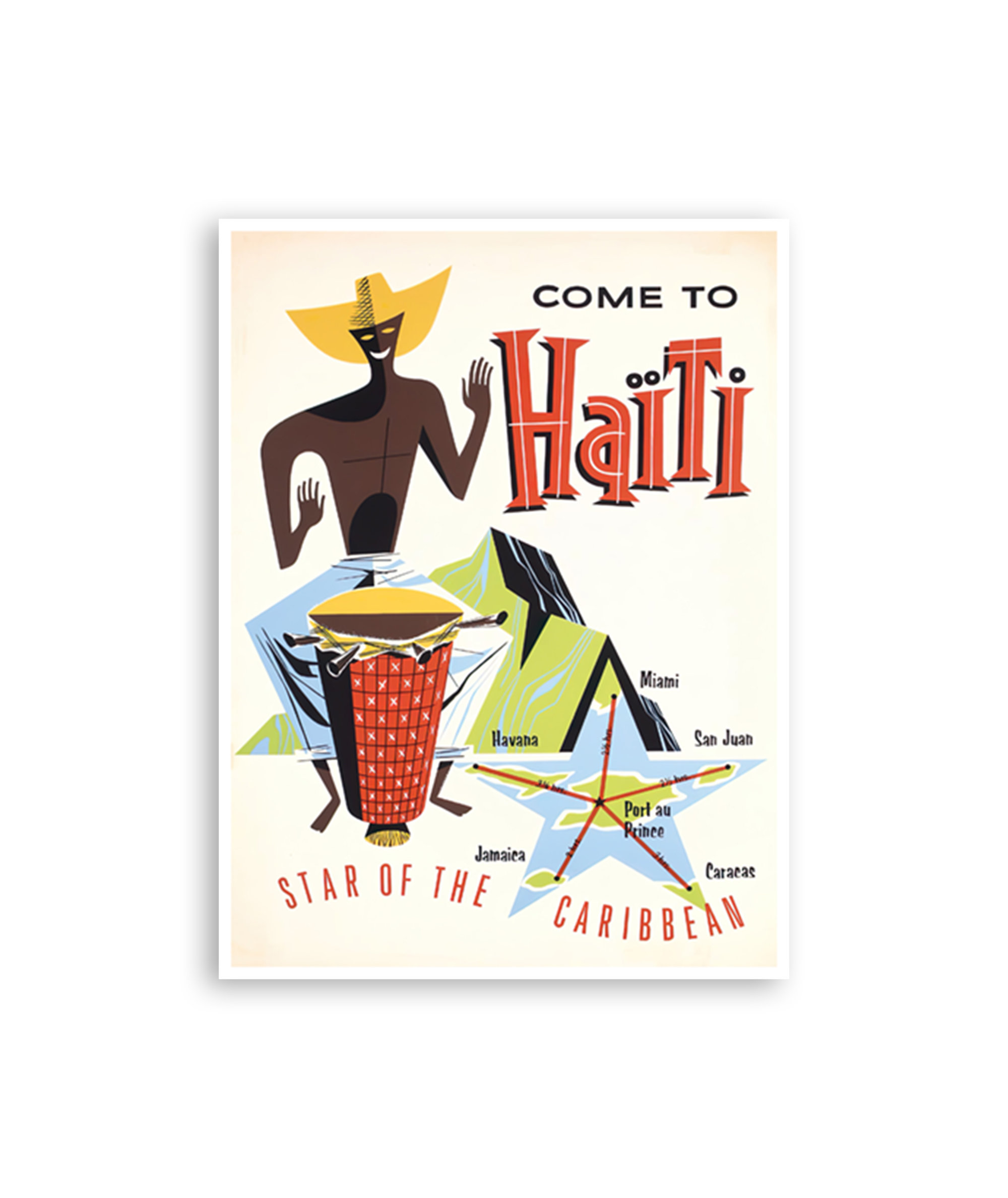 Vintage Haiti Travel Poster, Haitian Wall Decor