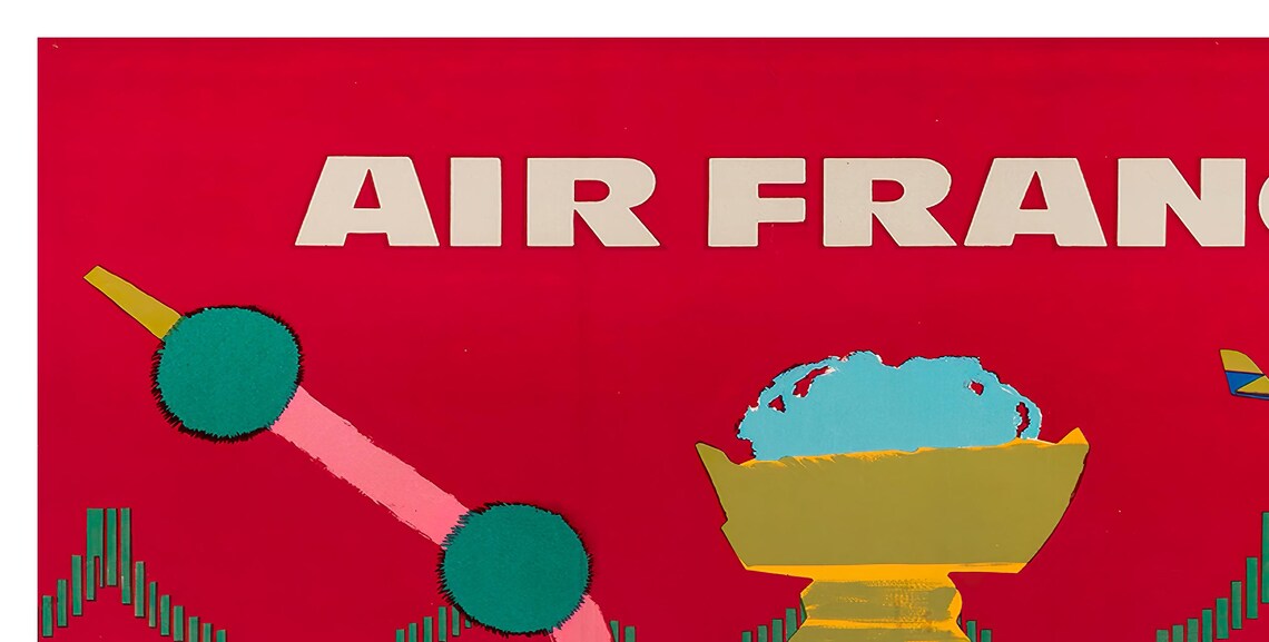 Air France Bahrain Vintage Golden Hookah Middle East Travel Poster - Image 2