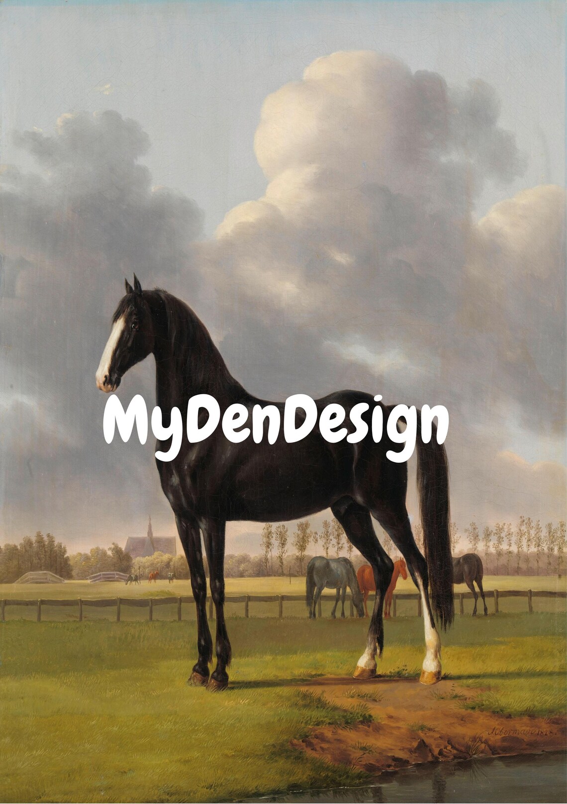 Black Horse Vintage Art Print, Horse Lover Gift - Image 2