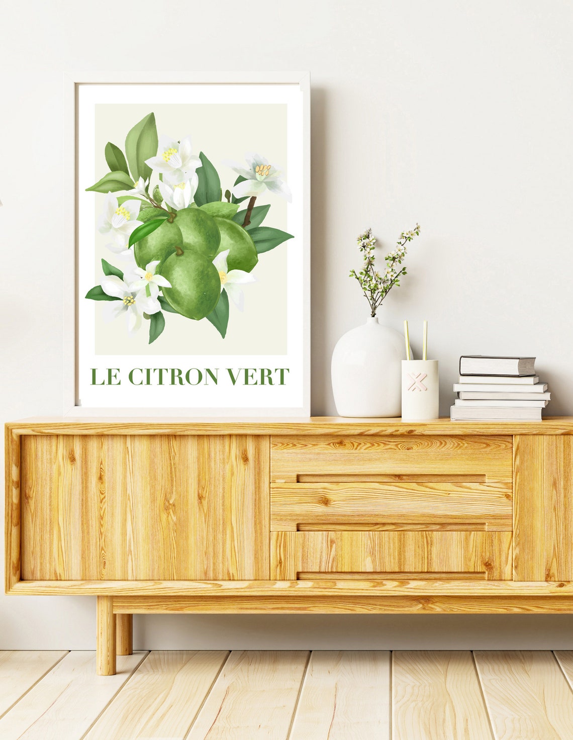 Le Citron Vert French Botanical Green Lemon Blossom Watercolor Print - Image 2