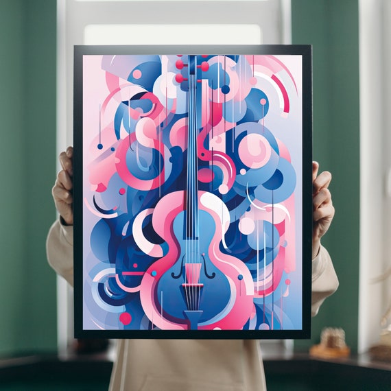 Abstract Guitar Wall Art Music Instrument Print Modern Minimalist Decor