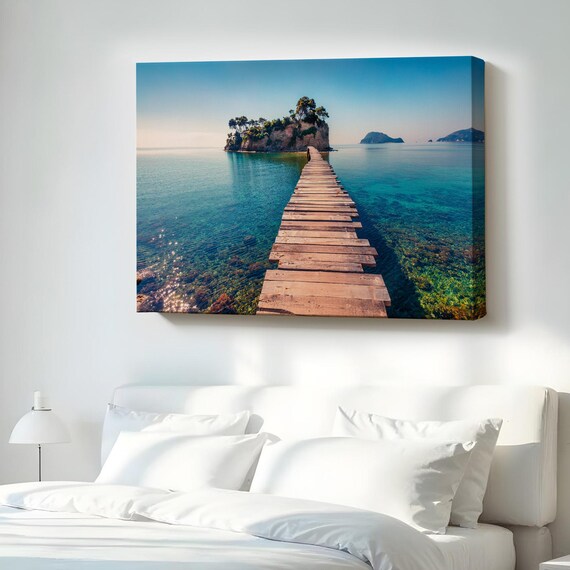 Zakynthos Cameo Island Wooden Pier Turquoise Sea Greece Travel Photo Poster