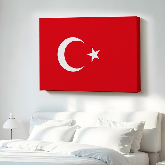 Turkish National Flag Crescent Star Red Canvas Wall Display Poster
