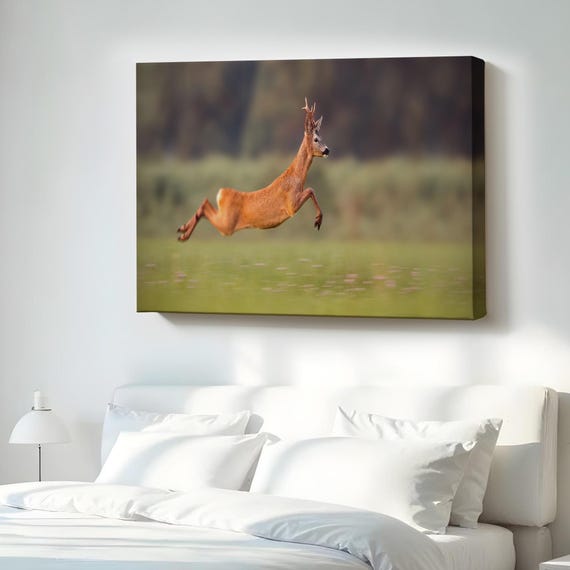 Running Deer Decorative Canvas Painting Housewarming Gifts Animal Wall Art Decor Gift For Nature Enthusiasts