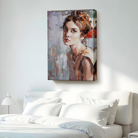 Young Girl Portrait Oil Painting Soft Brushstrokes Classic Wall Poster