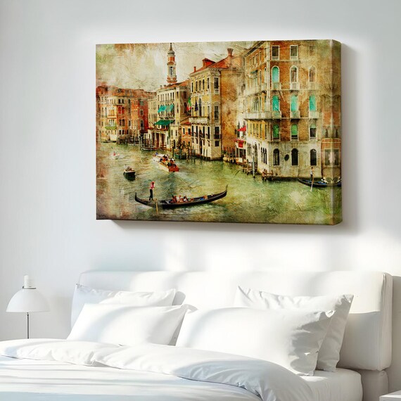 Venice Grand Canal Gondolas Vintage Watercolor Travel Wall Poster