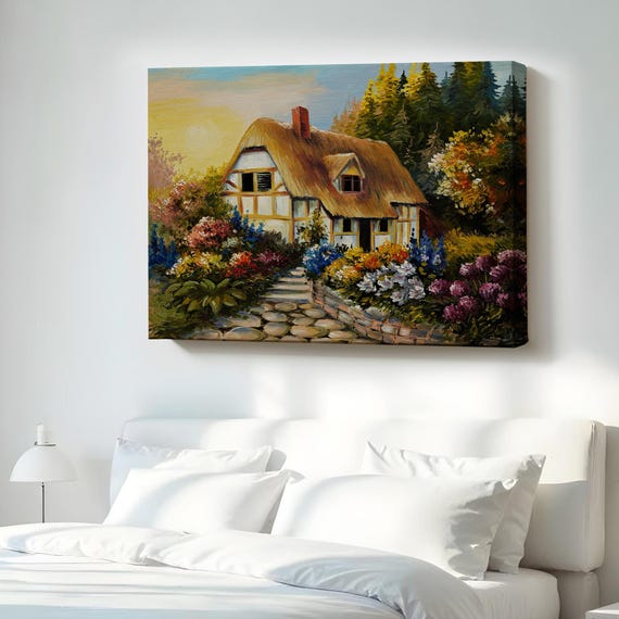 Garden House In The Forest Oilpainting Decorative Canvas Wall Painting Nature Art Decor Print