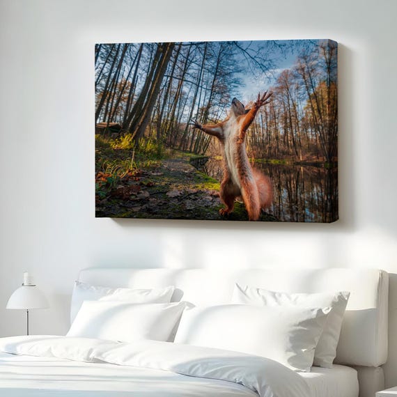 Squirrel Decorative Canvas Painting Housewarming Gifts Large Wall Art Framed Decor Gift For Nature Enthusiasts