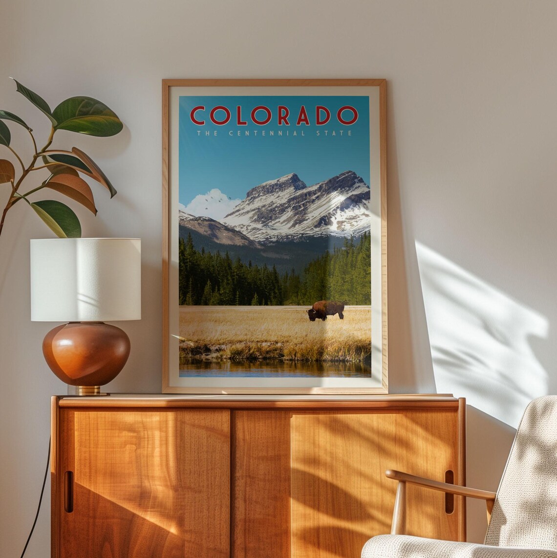 Colorado Mountain Denver State Map Travel Poster
