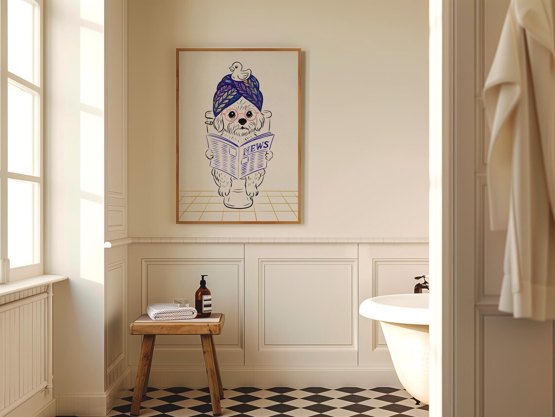 Shihpoo Bathroom Print, Funny Bathroom Wall Art Print - Image 2