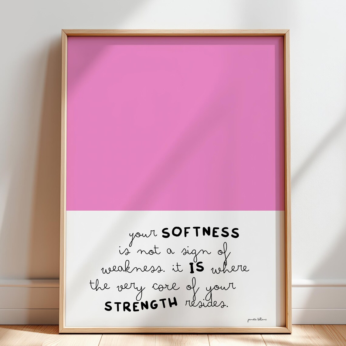 Pink Quote Wall Art, Handwritten Script Typography