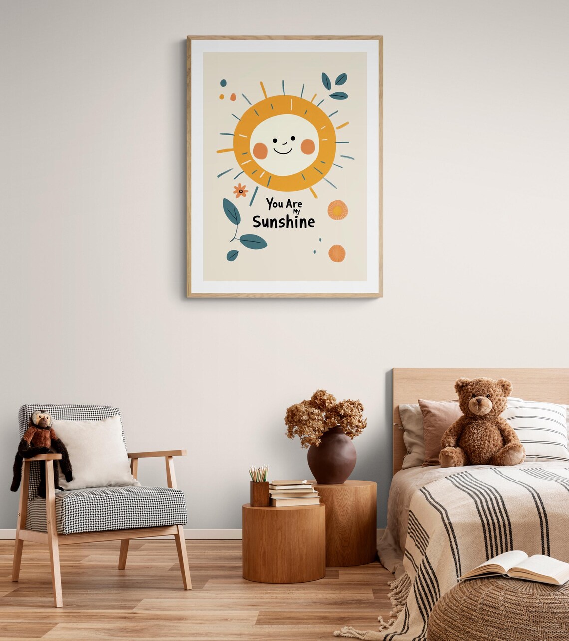 You Are My Sunshine Smiling Sun Quote Kids Nursery Wall Art Poster - Image 3