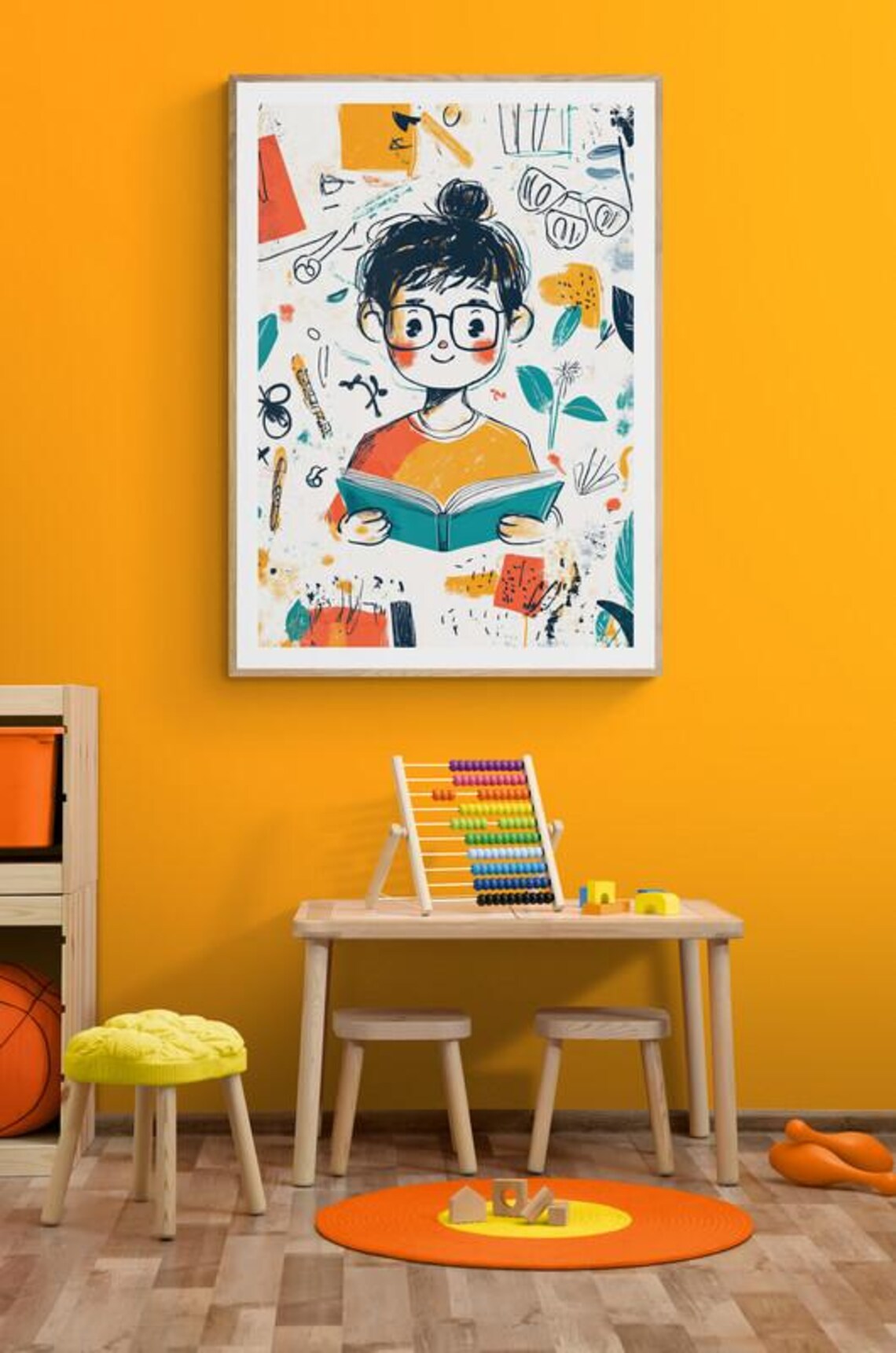 Adorable Reading Boy, Nursery Classroom Decor - Image 3