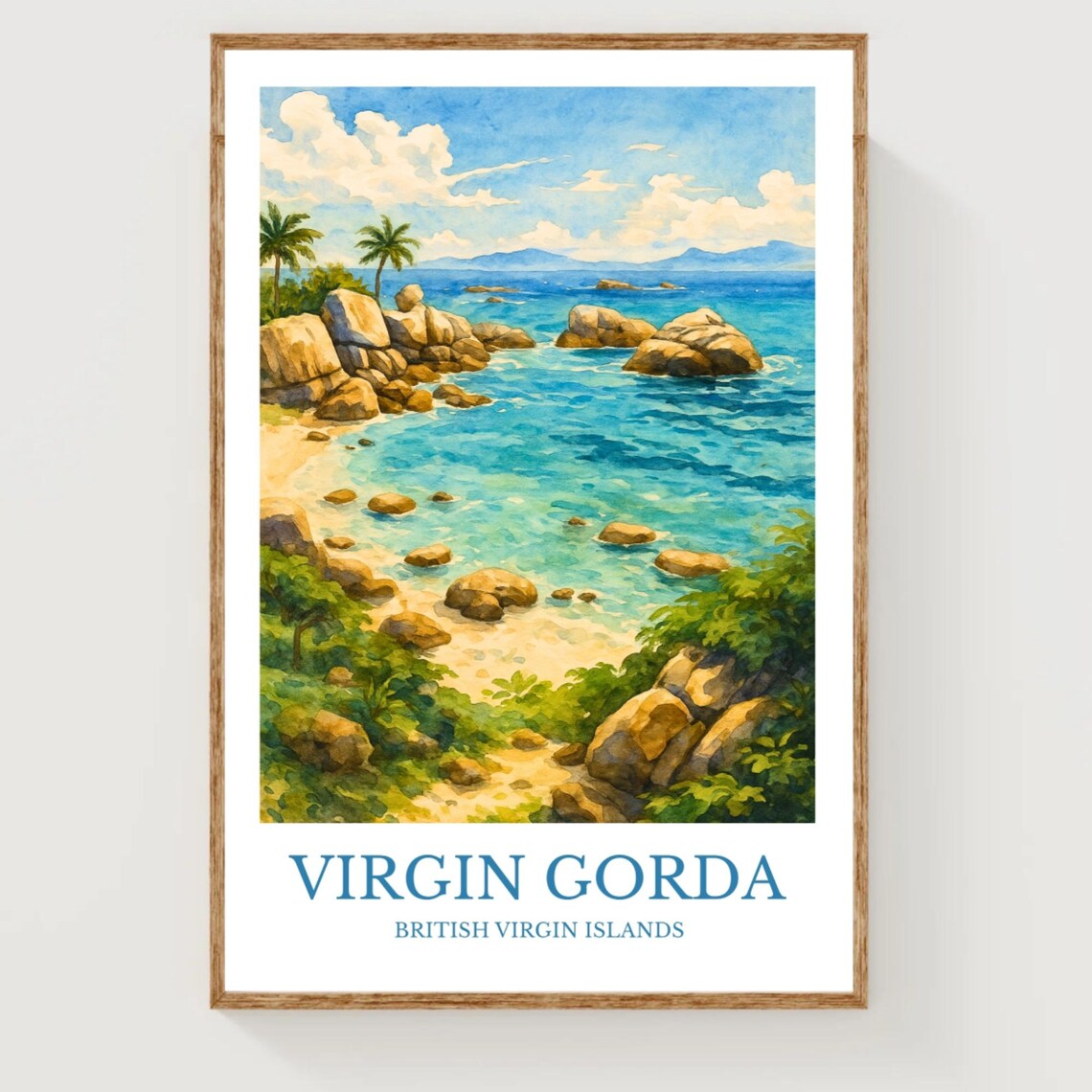 Virgin Gorda British Virgin Islands Rocky Bay Beach Travel Poster