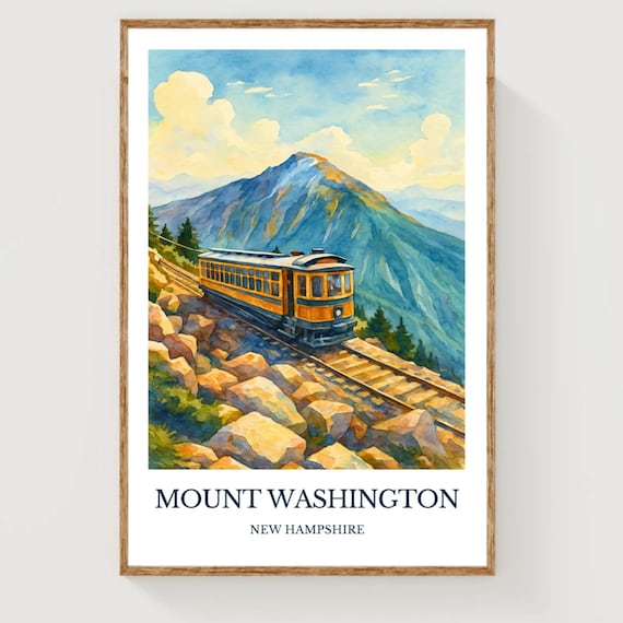 Mount Washington Cog Railway Train New Hampshire Mountain Travel Poster
