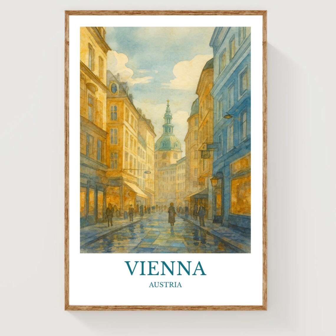 Vienna Austria Old Town Street Watercolor Vienna Austria Travel Poster