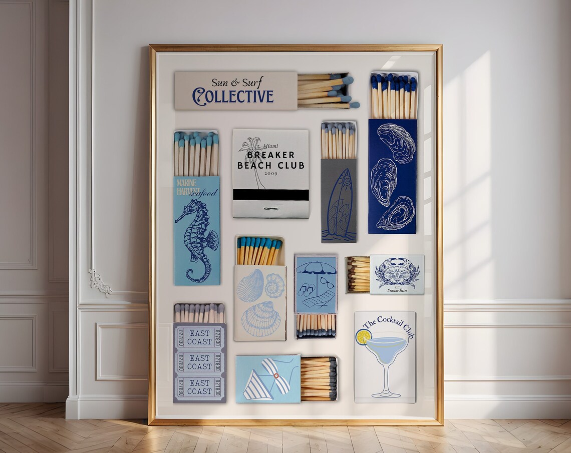 Vintage Matchbox Print, Retro Coastal Travel Poster - Image 3