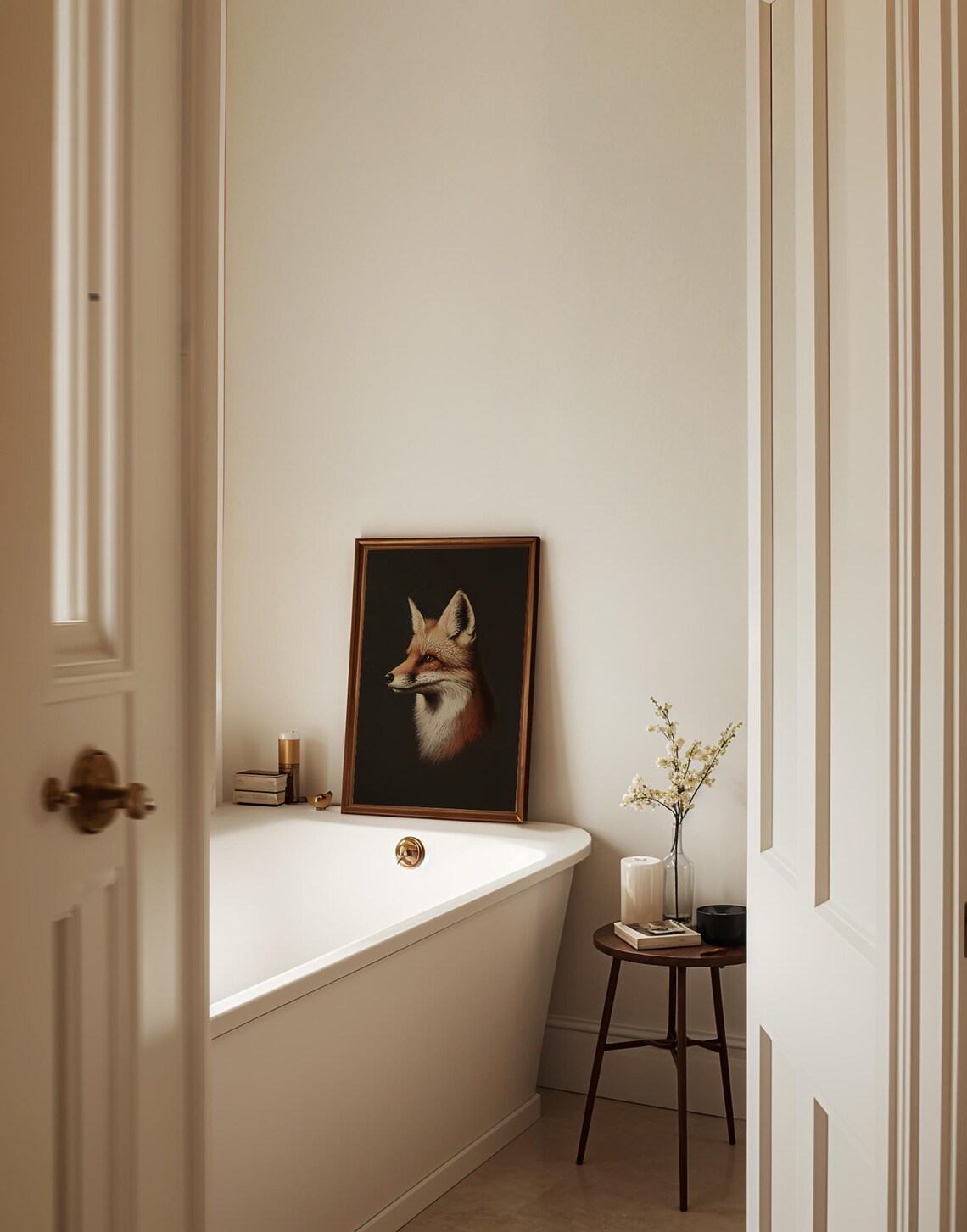 Fox Portrait On Dark Background Moody Vintage Wildlife Oil Painting Poster - Image 3