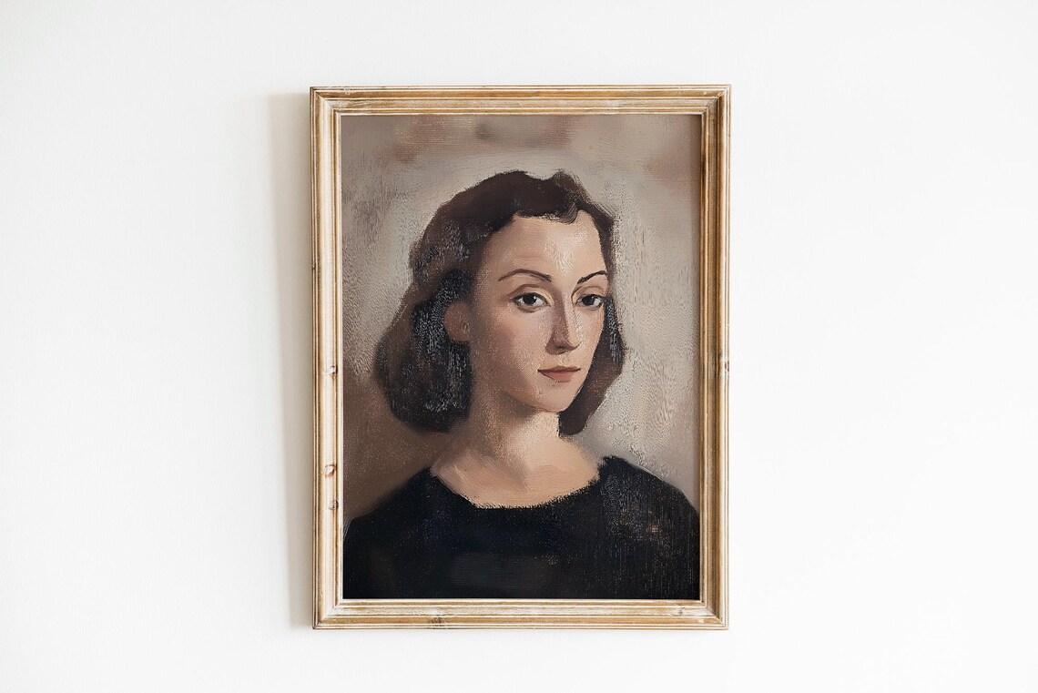 Classic Portrait Of A Woman Vintage Oil Painting Cottagecore Gallery Poster
