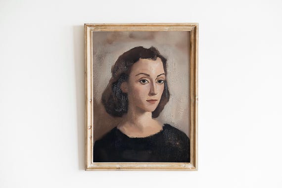 Cottagecore Decor Portrait Oil Painting Portrait Of A Woman Preppy Wall Art Gallery Wall Print