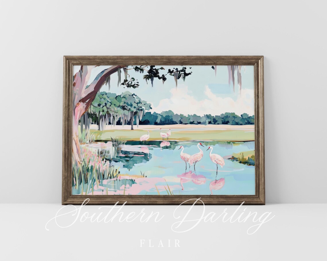 Sandhill Cranes Florida Park Art Print, Grandmillennial Style - Image 5