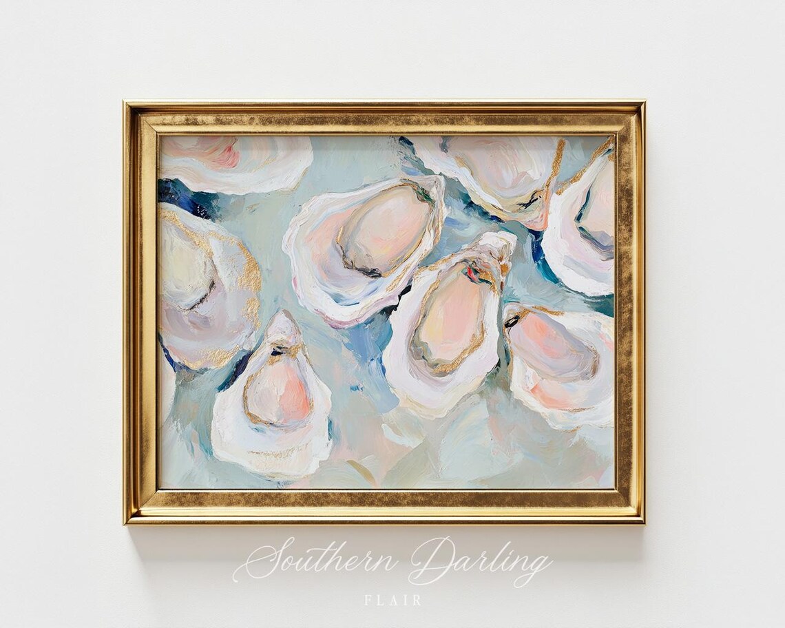 Oyster Shell Coastal Art Print, Grandmillennial