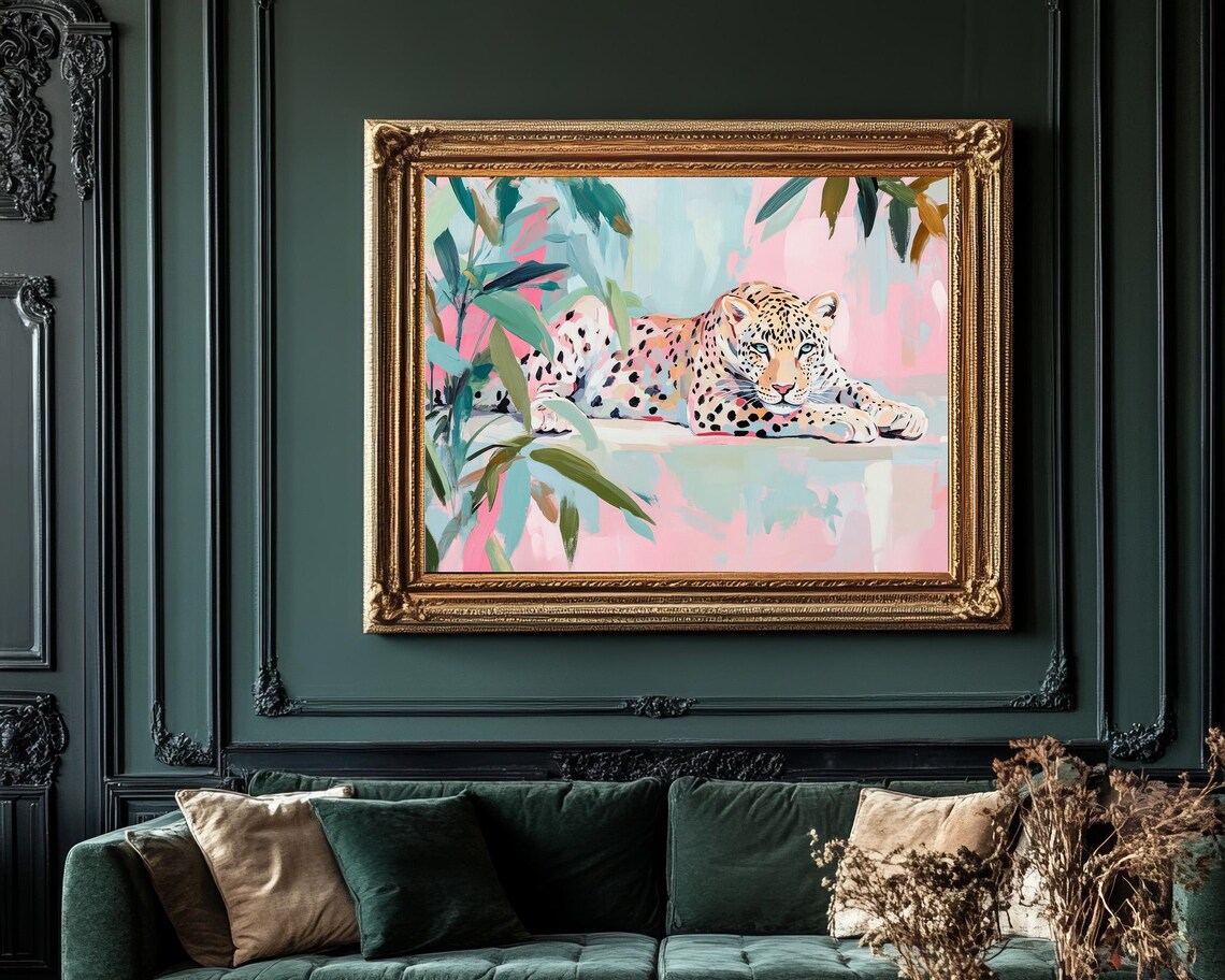 Pastel Leopard Art Print, Grandmillennial Decor - Image 5