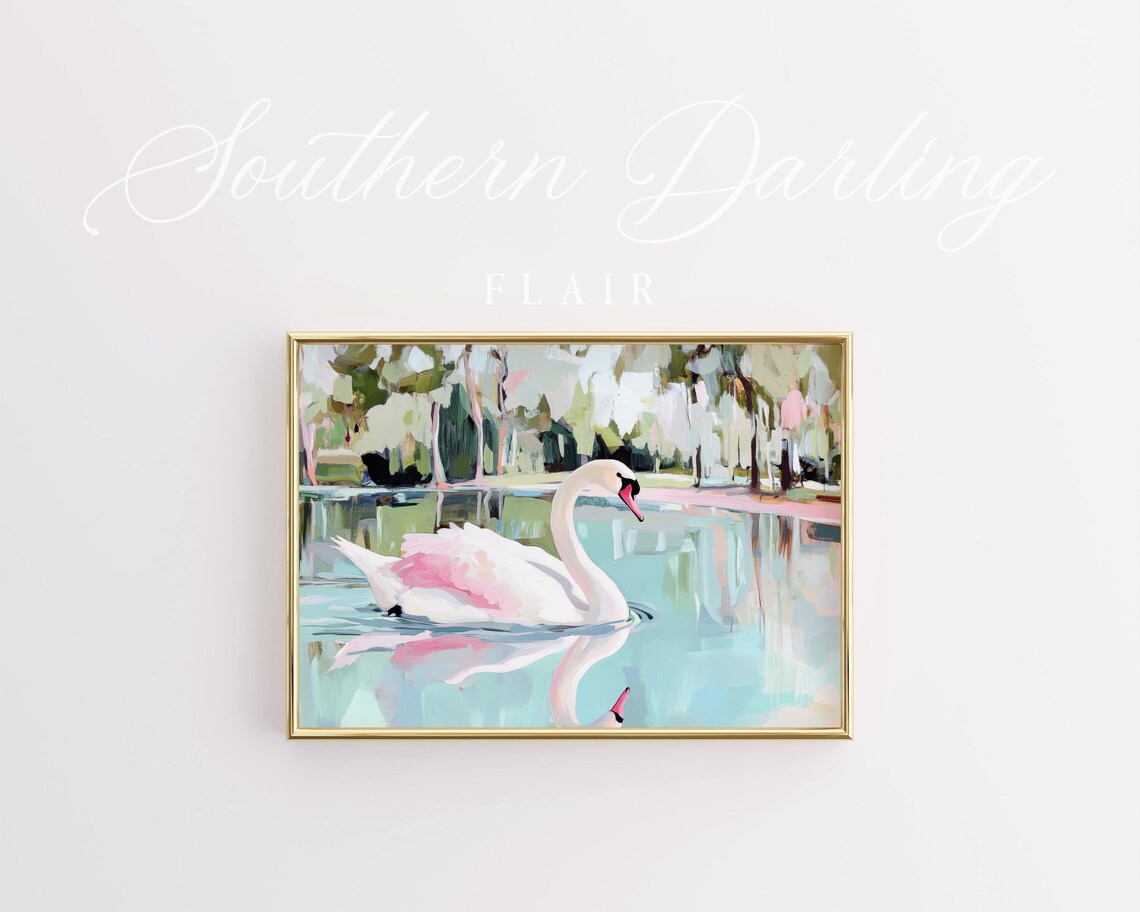 Whimsical Swan Painting, Romantic Coquette Art Print - Image 2