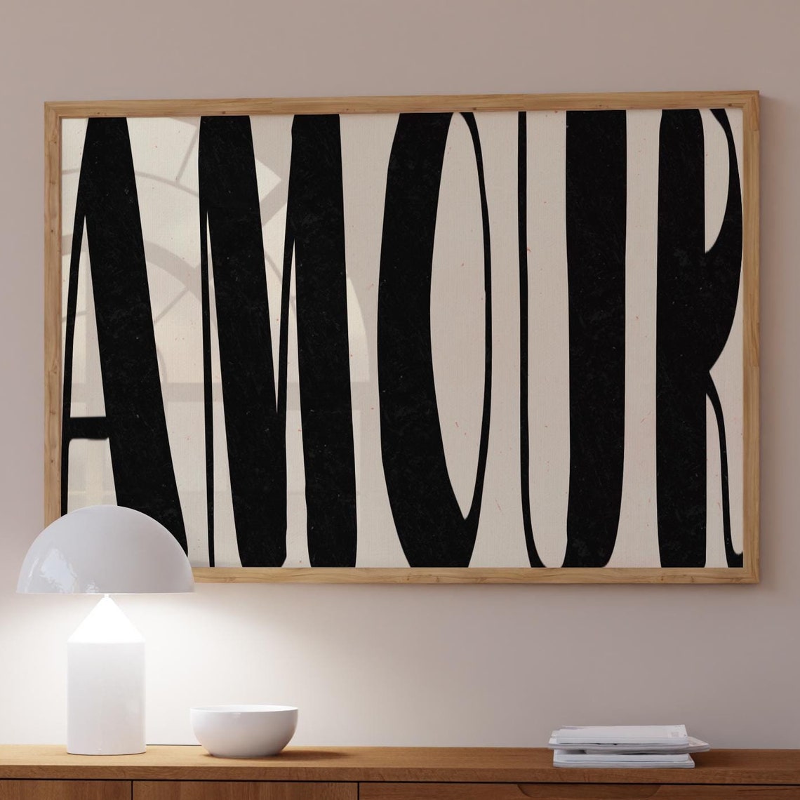 Amour Giant Black Typography Cream Background Minimalist Poster