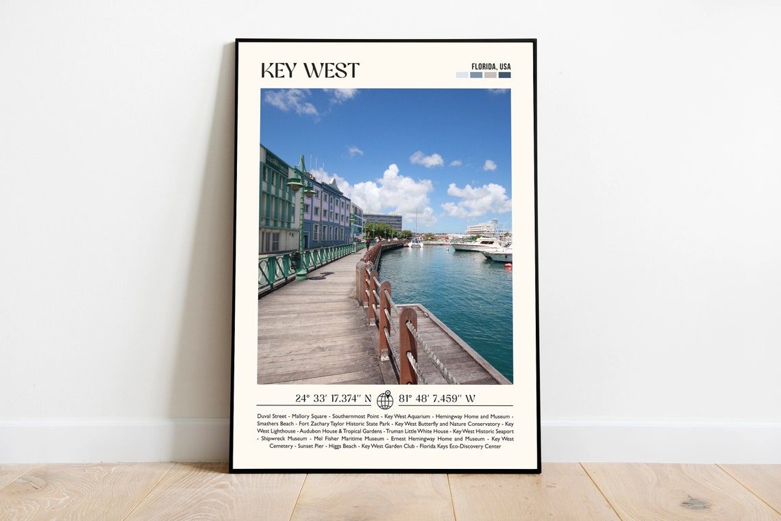 Key West Florida Harbor Boardwalk and Marina Photo Travel Poster