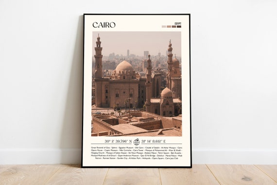 Cairo Print Egypt Travel Poster Gift Eclectic Vibrant Trendy Living Room Retro Photo Wall Art Decor Framed Or Canvas