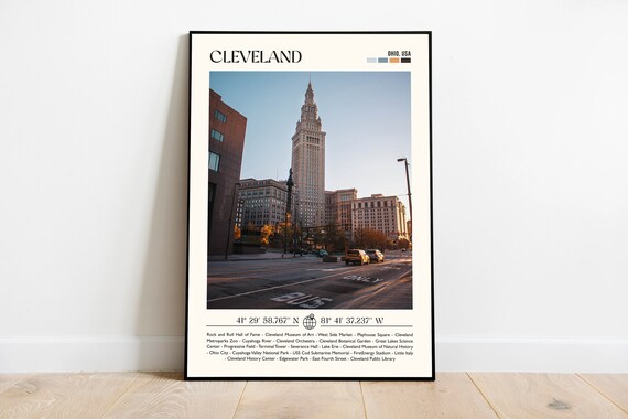 Cleveland Ohio Terminal Tower Downtown Street Photography Poster