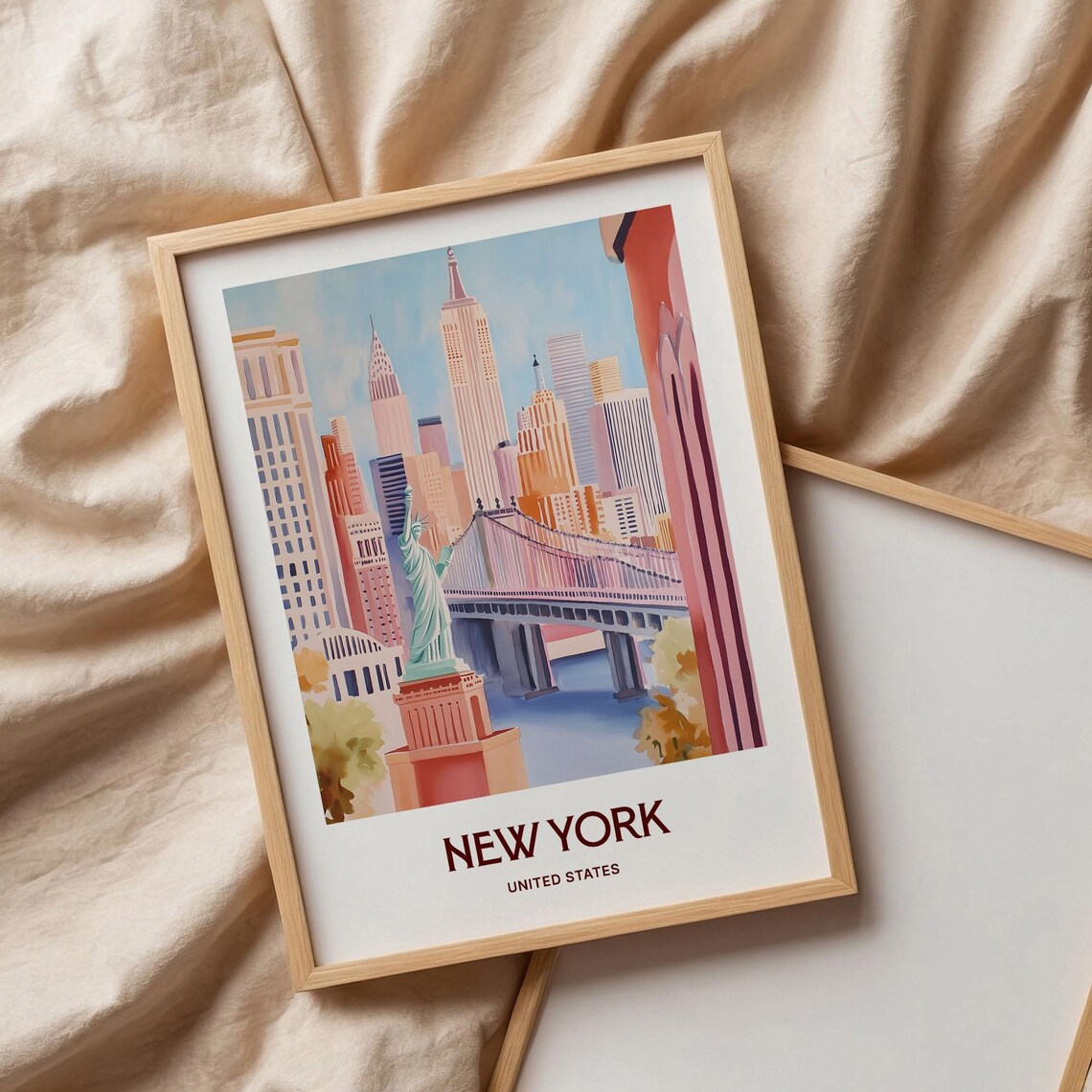 New York United States Statue of Liberty Iconic Skyline Poster - Image 3