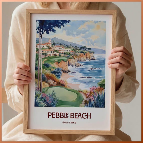 Pebble Beach Golf Links Wall Art Travel Print Minimalist Home Dcor Pastel Cityscape Gift For Art Lovers C35 335