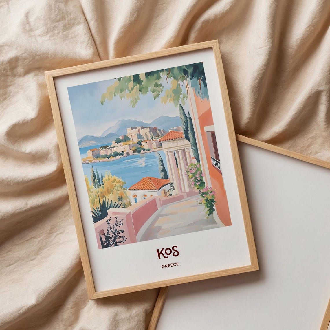 Kos Greece Island Town Castle Across the Sparkling Bay Art Poster - Image 3