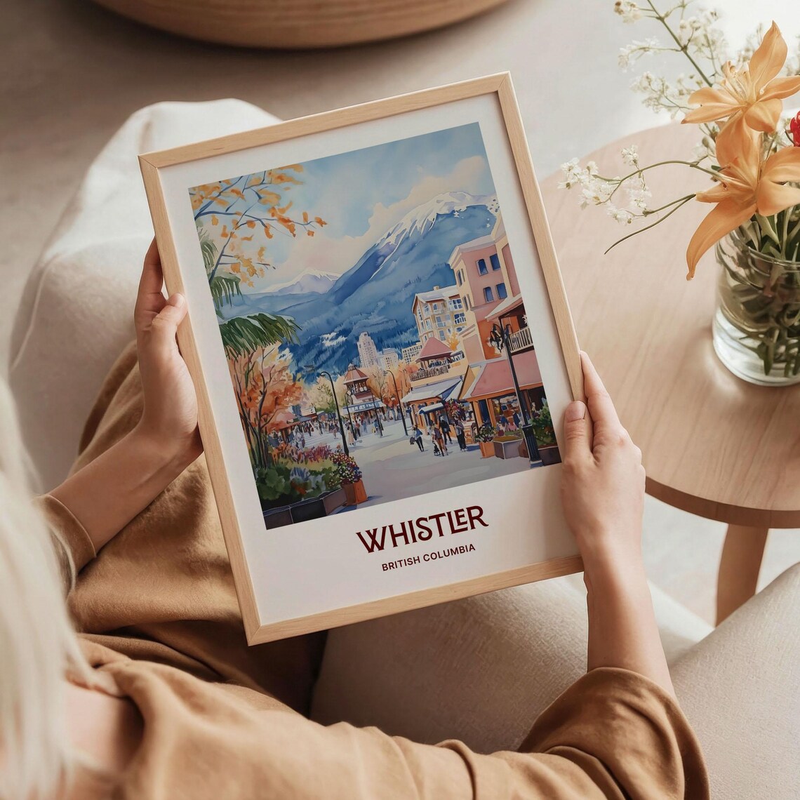 Whistler British Columbia Watercolor Mountain Village Poster - Image 5