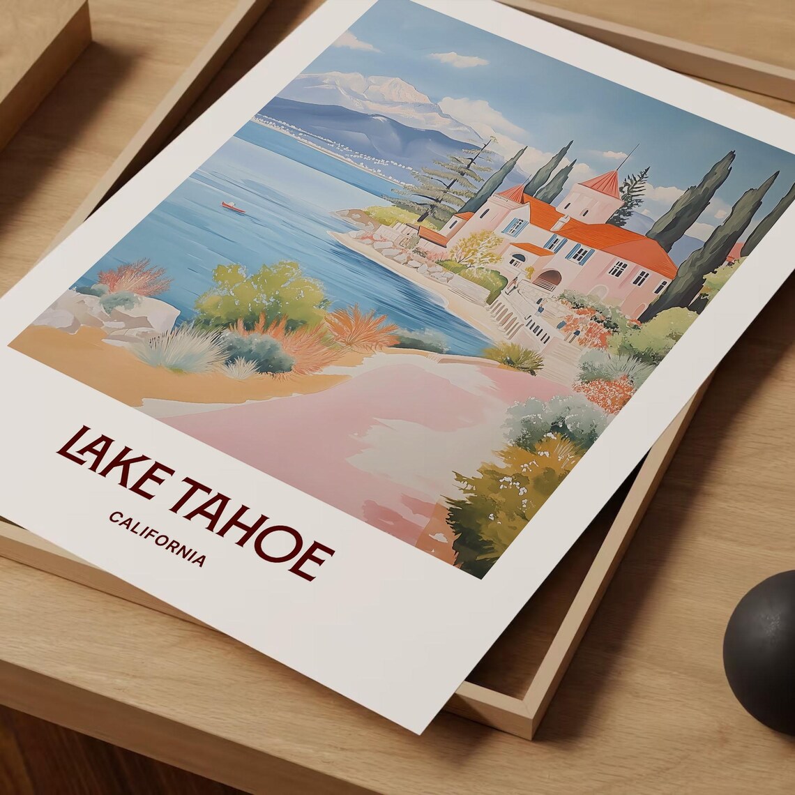 Lake Tahoe National Park Print Minimalist Tahoe Wall Art Pastel Travel Poster Retro Cityscape Art Travel Gift For Him C35 17 - Image 2