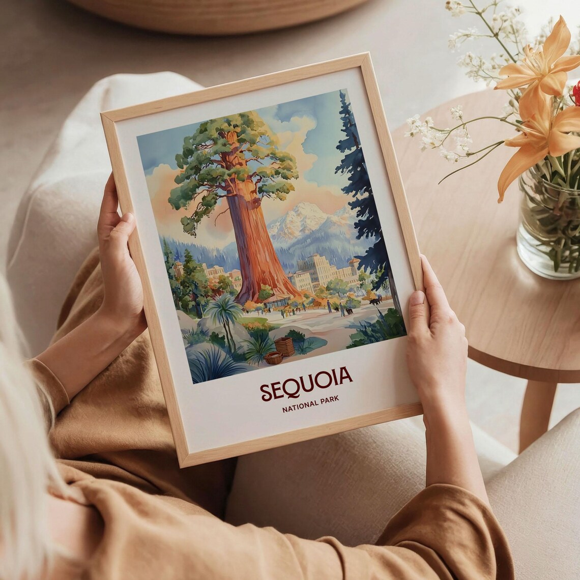 Sequoia National Park California Giant Tree Watercolor Travel Poster - Image 5