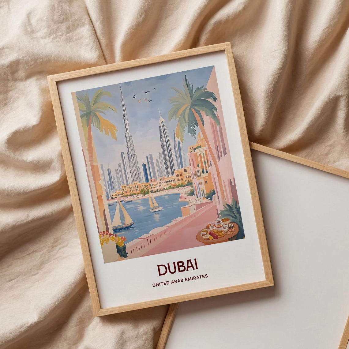 Dubai United Arab Emirates Marina Skyline Sailboats Art Poster - Image 3